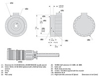 Dimensional Drawing for HSD44 Series Extreme Heavy-Duty Industrial Hollow Shaft Incremental Encoder