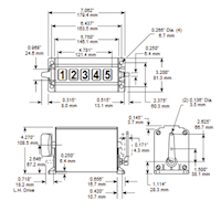 Dimensional Drawing for 1127/1128/1129/1130/1131/1132 Series Large Figure Totalizing Counter