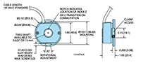 Dimensional Drawing for Model 121 Thru-Bore Modular Encoder 