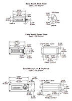 Dimensional Drawing for 7443 Series General Purpose Totalizer