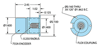 Dimensional Drawing for Model 755A NEMA Incremental Shaft Encoder 