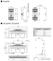 Dimensional Drawing for ABS Series 4/16/32-Point Relay Terminal Block