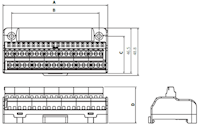 Dimensional Drawing for ACR Series Common Rising Clamp Terminal Block