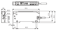 Dimensional Drawing for BFX Series Dual Display Fiber Optic Amplifier