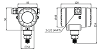Dimensional Drawing for Display Pressure Transmitter PTF30