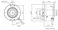 Dimensional Drawing for E60 Series 60 Millimeter (mm) Diameter Incremental Rotary Encoders