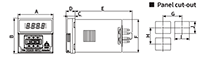Dimensional Drawing for T3/T4 Series Thumbwheel Switch Temperature Controller