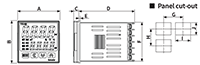 Dimensional Drawing for TK Series Simultaneous Heating and Cooling Output Proportional-Integral-Derivative (PID) Temperature Controller