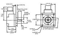 Dimensional Drawing for HD25 Series Harsh Duty Optical Incremental Encoder