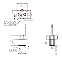 Dimensional Drawing for LPD Series Inductive Linear Positioning Sensors