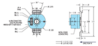 Dimensional Drawing for Model DR21R Direct Replacement Encoder for Select Renco RCH20D and RHS25D Models