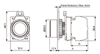 Dimensional Drawing for S2PR Series 22/25 Millimeter (mm) Diameter Round Push Button Switch