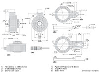 Dimensional Drawing for HSD38 Series Extreme Heavy-Duty Industrial Hollow Shaft Incremental Encoder