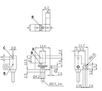 Dimensional Drawing for BS3 Series Groove-Depth 6.5 Millimeter (mm) Photomicro Sensor