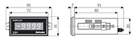 Dimensional Drawing for D5Y/D5W Series Panel Mount 5-Digit Display Unit