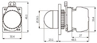 Dimensional Drawing for L2RR Series 22/25 Millimeter (mm) Diameter Pilot Light