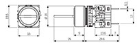 Dimensional Drawing for S16KR Series 16 Millimeter (mm) Diameter Key Selector Switches