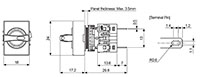 Dimensional Drawing for S16SRT Series 16 Millimeter (mm) Diameter Rectangular Selector Switch