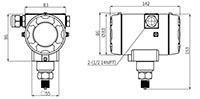 Dimensional Drawing for KT-302H Series Display Pressure Transmitter