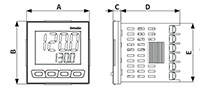 Dimensional Drawing for TX Series Liquid Crystal Display (LCD) Proportional-Integral-Derivative (PID) Temperature Controller