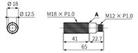 Dimensional Drawing for UTR Series Cylindrical Ultrasonic Sensors
