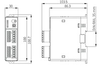 Dimensional Drawing for TM Series Modular 2/4-Channel Proportional-Integral-Derivative (PID) Temperature Controller with Screwless Connector