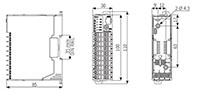 Dimensional Drawing for TMH Series Modular 2/4-Channel Proportional-Integral-Derivative (PID) Temperature Controller with Screw Connector