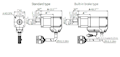 Dimensional Drawing for Ai-M Series Standard/Built-in Brake Type 2-Phase Closed-Loop Stepper Motor