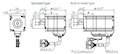 Dimensional Drawing for AiA-M Series Standard/Built-in Brake Type Alternating Current (AC) Power Input 2-Phase Closed-Loop Stepper Motor