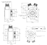 Dimensional Drawing for HS35iQ Series Industrial Duty Hollow Shaft Encoder with PulseIQ™ Technology