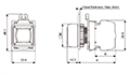 Dimensional Drawing for S2PRS Series 22/25 Millimeter (mm) Diameter Square Push Button Switch