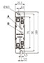 Dimensional Drawing for SRHL1 Series 1-Phase Right/Left Terminal Solid State Relay (SSR) with Integrated Heatsink